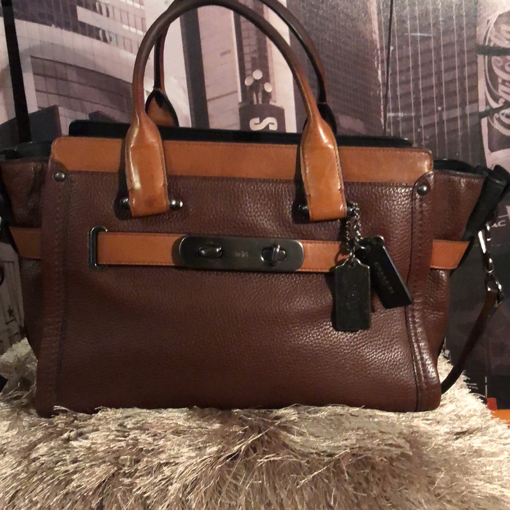 COPY -COACH Leather Satchel/Shoulder Bag Brown